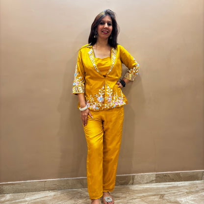 Yellow Embroidered Co-ord Set