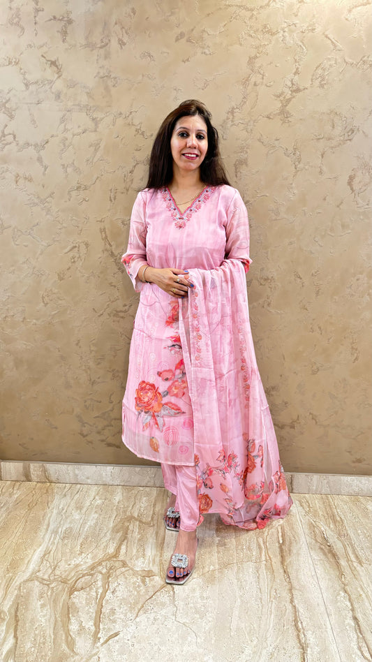 Digital Print Organza Kurta Set