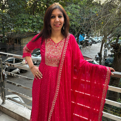 Rani Leheriya Anarkali Suit Set