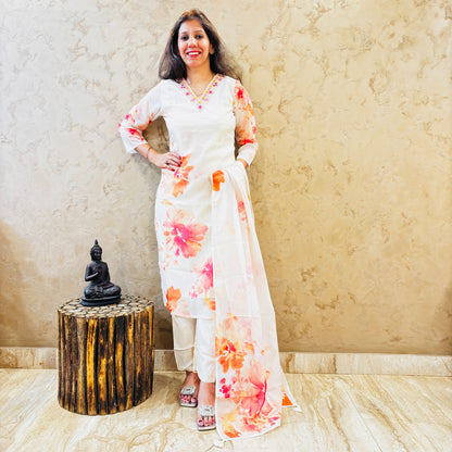 Floral Whisper Organza Suit Set
