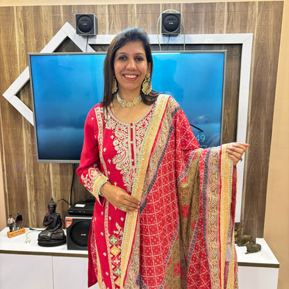 Scarlet Reverie Hand-Embroidered Dhoti Set