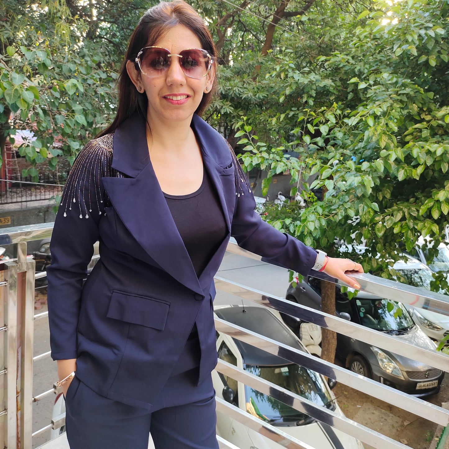 Glamourous Navy Blue Blazert Co-ord Set