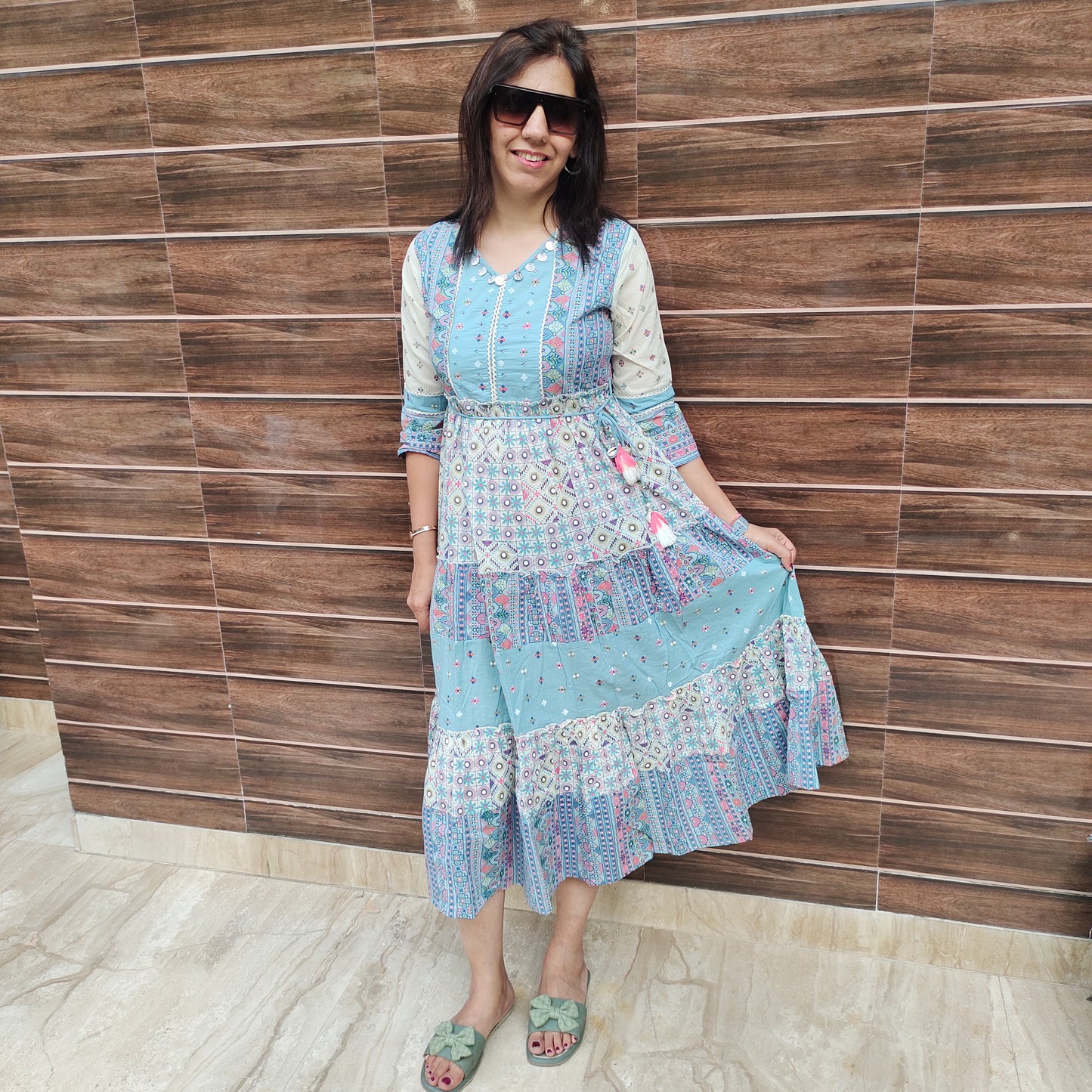 Digital Print Lace Work Tunic