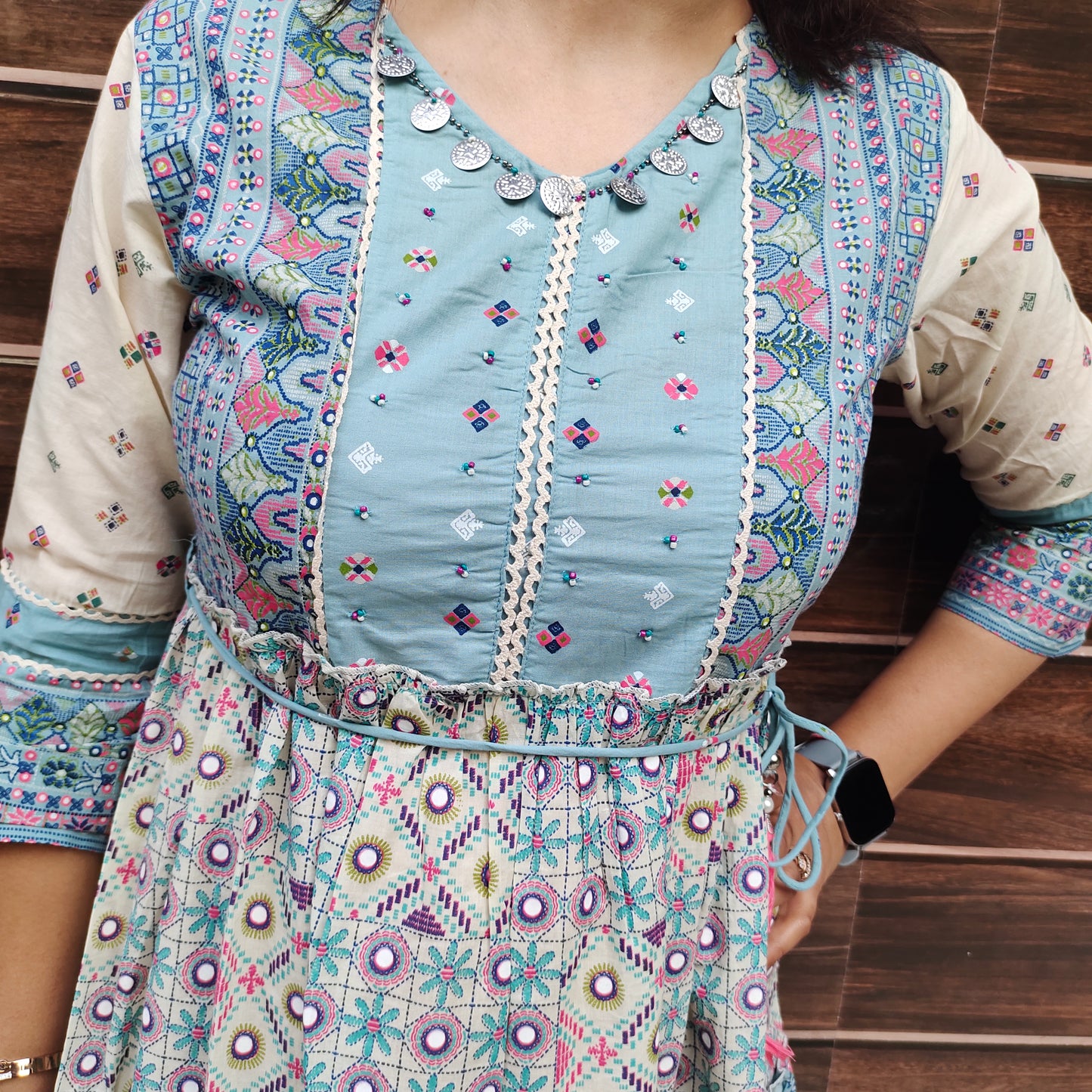 Digital Print Lace Work Tunic