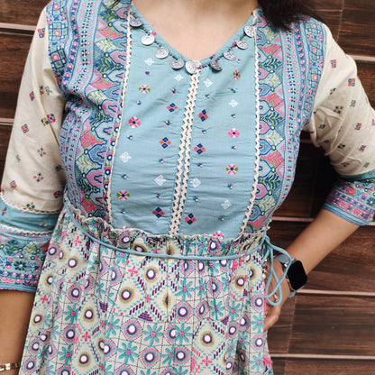 Digital Print Lace Work Tunic