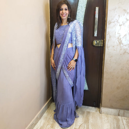 Shanaya Drape Skirt with sequence Embroidered Cape
