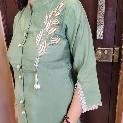 Muslin embroidered Co-ord Set