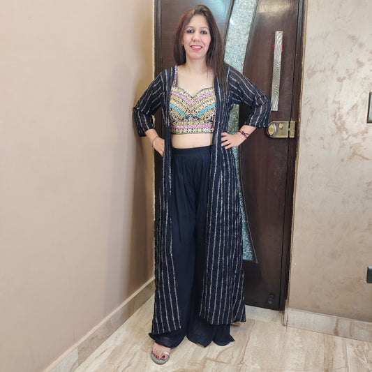 Palazzo Crop Top with Shrug