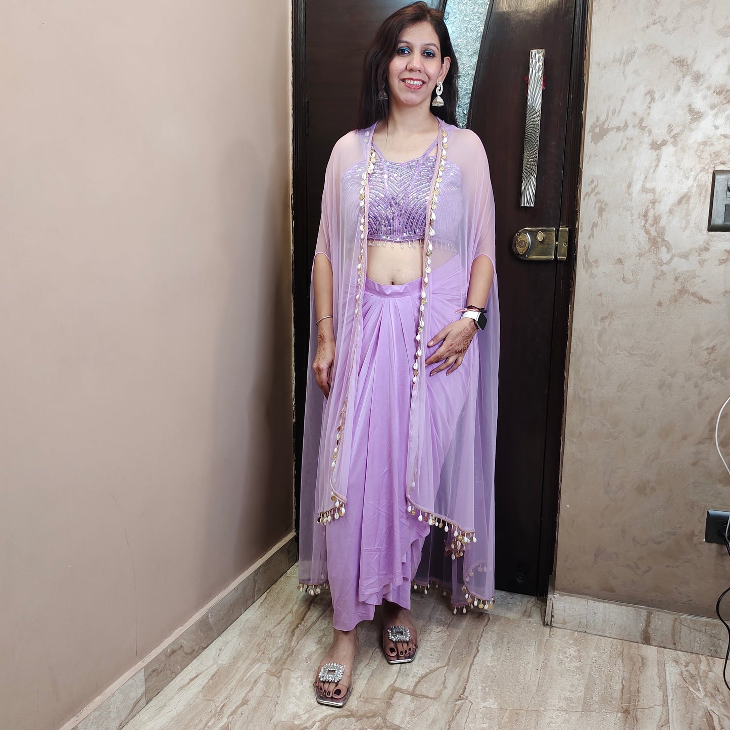 Rutba Lavender Cape Set