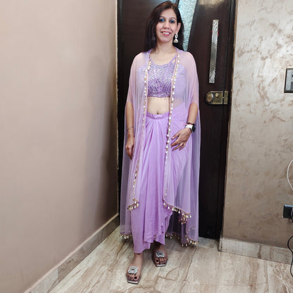 Rutba Lavender Cape Set