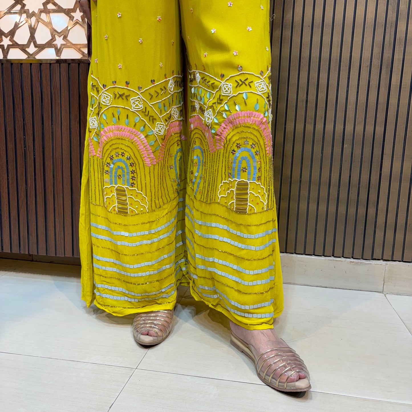 Golden Bloom Hand-Embroidered Yellow Jumpsuit