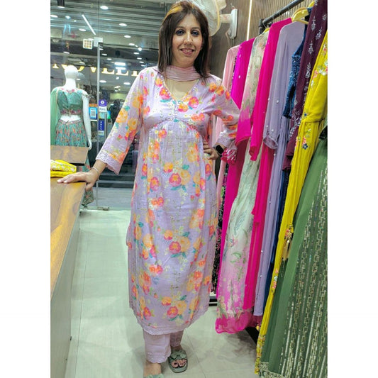 Elegant Mul Cotton Alia Cut Suit